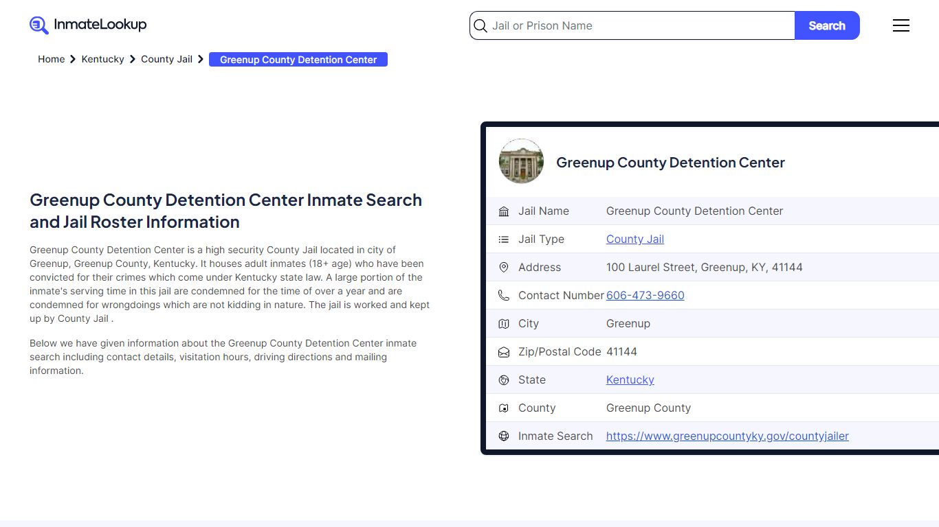 Greenup County Detention Center Inmate Search - Inmate Lookup