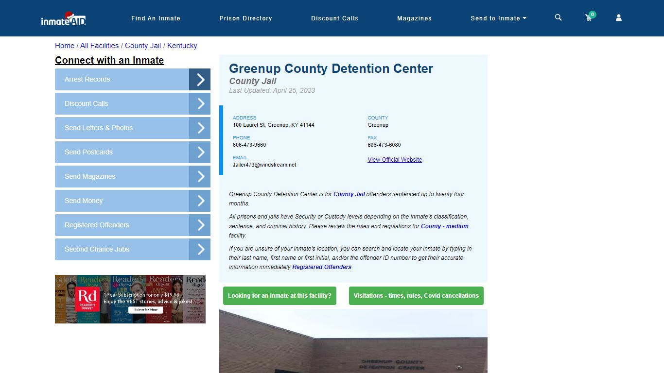 Greenup County Detention Center - Inmate Locator - Greenup, KY